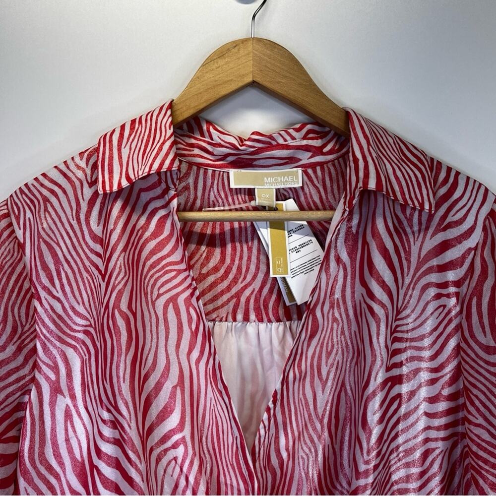 Michael Kors Zebra Print Wrap dress geranium - 0X - Picture 4 of 13